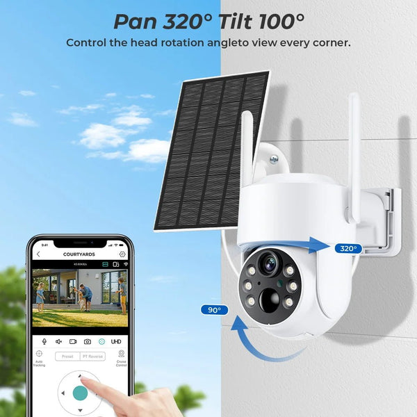 WiFi Solar PTZ Outdoor Camera 4MP HD With Long Standby Battery And iCsee App - stepyours.com
