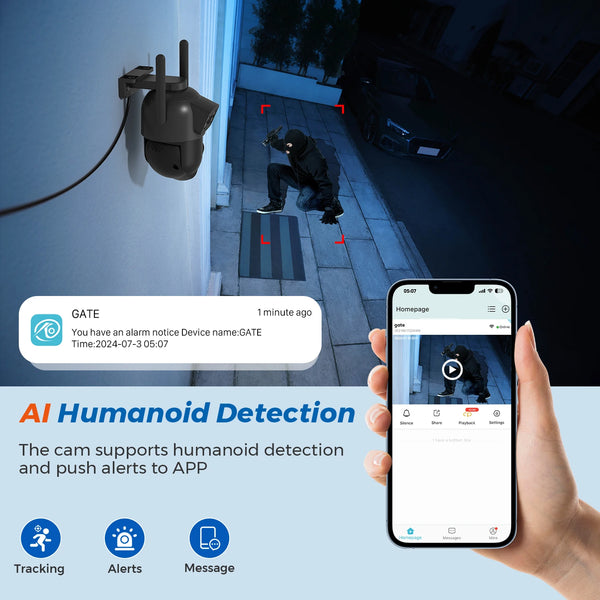 5K 10MP Dual - Lens WiFi PTZ Outdoor Camera - AI Auto Tracking - stepyours.com