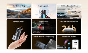 DDPAI Mini Pro 2K Dash Cam With WiFi Night Vision Voice Control Parking Monitor - stepyours.com