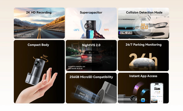 DDPAI Mini Pro 2K Dash Cam With WiFi Night Vision Voice Control Parking Monitor - stepyours.com