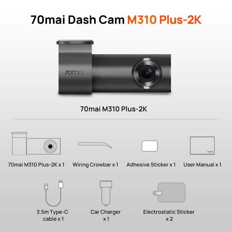 70mai M310 Plus 2K Dash Cam 1440P 143 FOV 24H Parking Guard Night Vision - stepyours.com