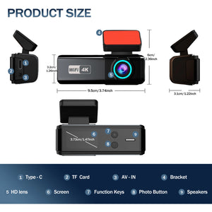 Aprilboy 4K WiFi Dash Cam Front And Rear Night Vision G Sensor Parking Monitor - stepyours.com