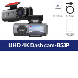 4K Dash Cam GPS WiFi Night Vision Car DVR with Optional Rear Lens