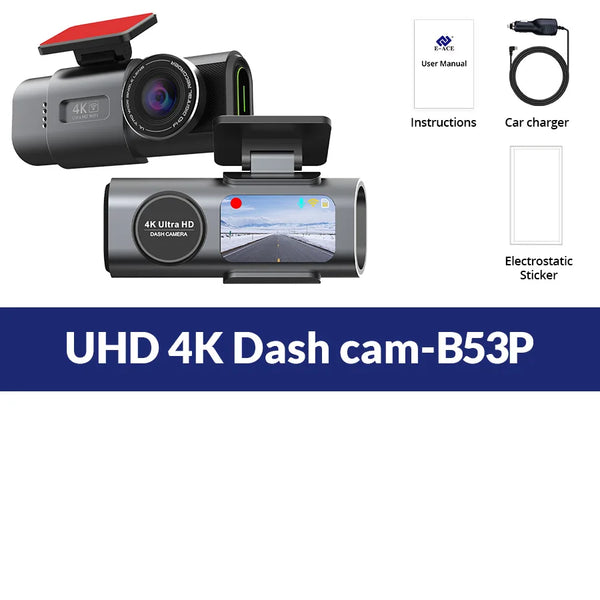 4K Dash Cam GPS WiFi Night Vision Car DVR with Optional Rear Lens