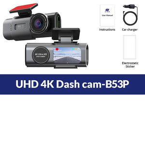4K Dash Cam With GPS WiFi Night Vision Rear Camera Car DVR Recorder - stepyours.com