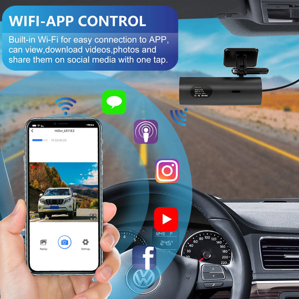 4K Car Dash Cam DVR With WiFi Front Camera 3840x2160 Night Vision Parking - stepyours.com