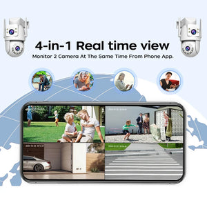 Jooan 4K Outdoor PTZ WiFi Camera AI Tracking Dual Lens 5X Zoom Hooks by stepyours.com