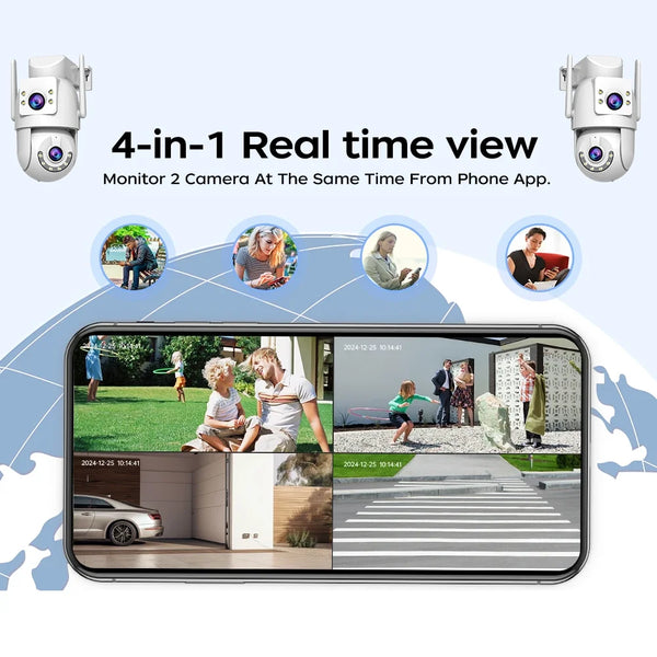 Jooan 4K Outdoor PTZ WiFi Camera AI Tracking Dual Lens 5X Zoom Hooks by stepyours.com