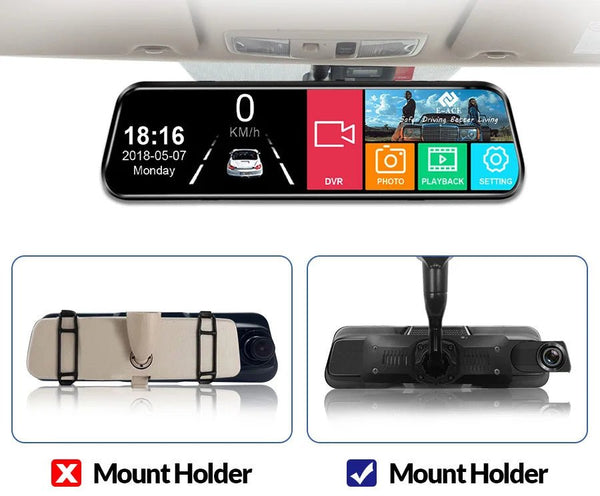 10 Inch Car DVR Touch Screen Dual 1080P Front And Rear Rearview Mirror Camera - stepyours.com