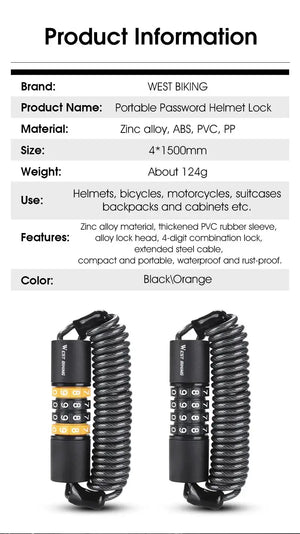Portable Anti Theft Cable Lock For Helmets And Bikes — product view 9