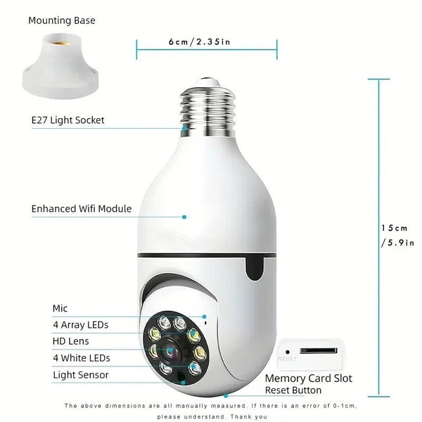 Ease Life App Light Bulb Security Cameras 2 Pack 5GHz WiFi 360 Degree E27 Socket - stepyours.com