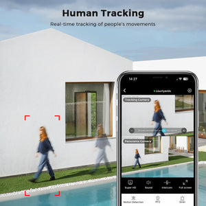Outdoor Dual Screen IP Camera - 4K 15MP PTZ 10X Zoom AI Human Detection - stepyours.com