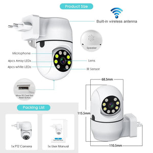 Tuya PTZ IP Camera - Auto Tracking And Color Night Vision Security Add Hooks - stepyours.com