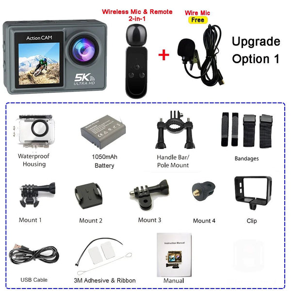 Adventure Ready Action Camera 5K 4K60FPS Dual IPS Touch LCD Waterproof 30M - stepyours.com