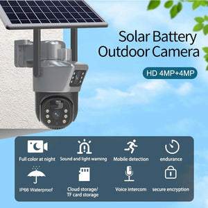8MP 4K Solar WiFi Outdoor Dual Lens PTZ Camera - Wireless AI Alerts - stepyours.com