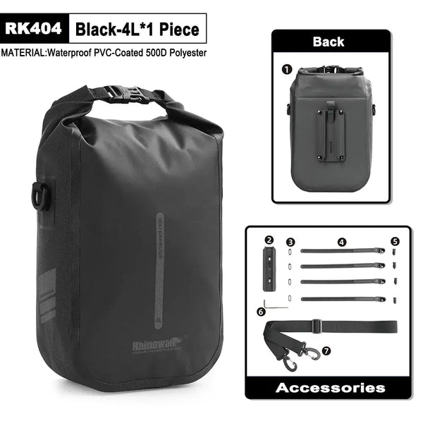 Rhinowalk Bike Front Fork Bag Waterproof 4L-6L Pack Quick Release For MTB Road Bike Scooter Cycling Shoulder Bag Storage Bag