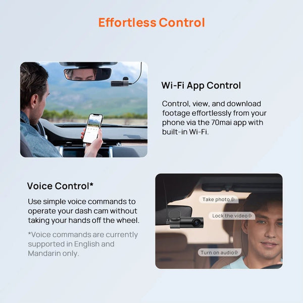 70mai M310 Plus 2K Dash Cam With English Voice Control 1440P WDR Parking WiFi 6 - stepyours.com