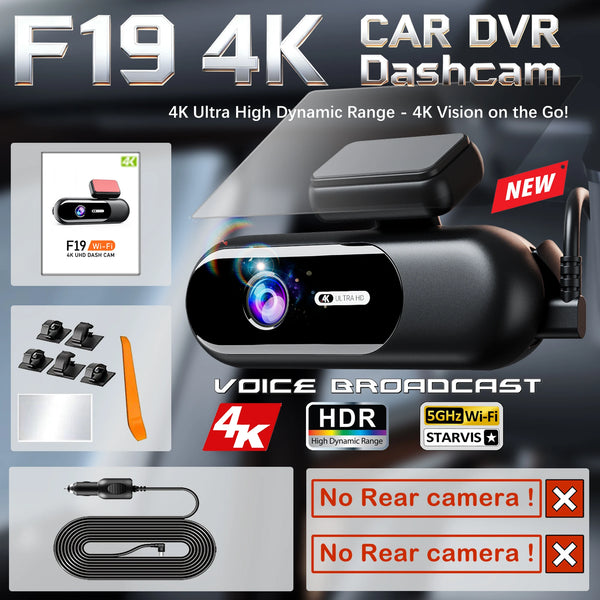 4K Front And Rear Dual Lens Dash Cam With HDR Night Vision WiFi Parking - stepyours.com