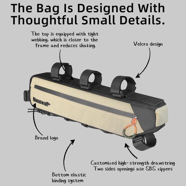 Rhinowalk Bike Frame Triangle Bag Splash-Proof 2.1L-2.7L Bicycle Under Tube Bag Double Sided SBS Zipper Bottom Binding Syste
