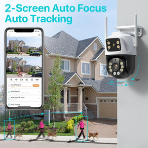 Dual Lens 360 Degree WiFi Camera IP66 Outdoor Security 8MP 4K PTZ - stepyours.com