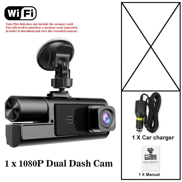 3 Channel WiFi Car DVR 1080P Front Inside Rear 170 Degree Night Vision G Sensor - stepyours.com