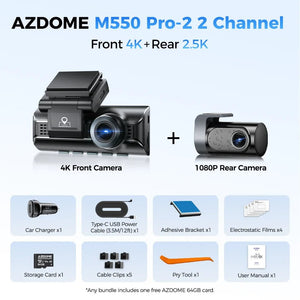 AZDOME M550 Pro Dash Cam 5.8GHz WiFi 4K 2.5K GPS IR Night Vision 3.19in - stepyours.com