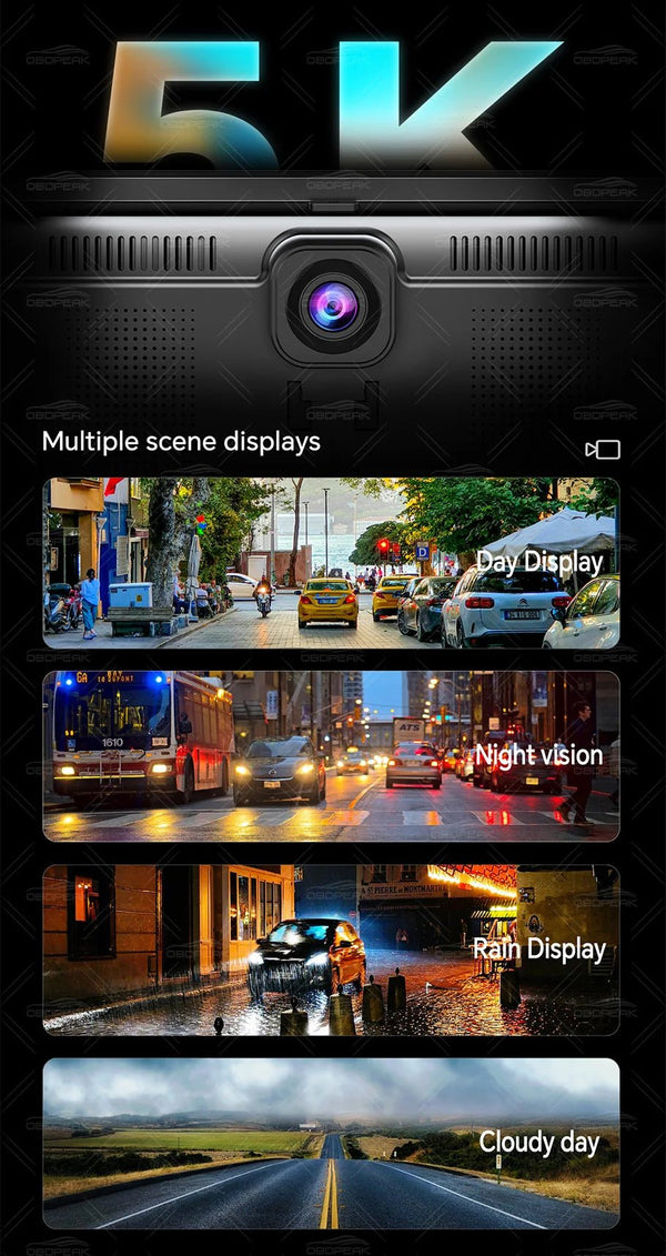 K8 Pro 11.3 Inch Dash Cam Dual Lens 5K GPS 5G WiFi Ultimate CarPlay Android Auto - stepyours.com
