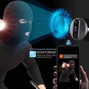 3MP Smart Life Tuya 1080P WiFi Door Bell Eye Peephole Camera 5000mAh Battery PIR Motion Detector IR Alexa Google Digital Viewer by stepyours.com