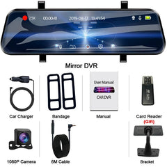 ACCEO Car DVR 10 Inch Rear View Mirror Dash Cam With WiFi 2K Front 1080P Rear - stepyours.com