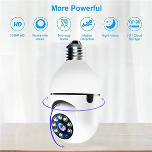 1080P HD E27 Bulb Surveillance Camera Auto Tracking And Wireless Night Vision - stepyours.com