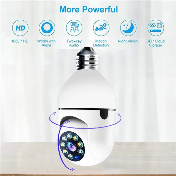1080P HD E27 Bulb Surveillance Camera Auto Tracking And Wireless Night Vision - stepyours.com