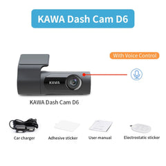1440P KAWA D6 Car Dash Cam With WiFi App Voice Control WDR Night Vision - stepyours.com