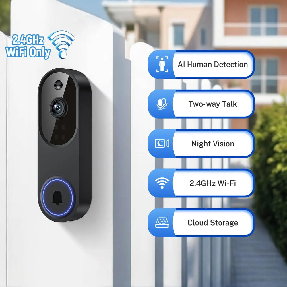 1080p Wireless Doorbell AI Motion Night Vision With Audio - stepyours.com