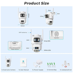 8MP 4K PTZ WiFi Camera - Dual Lens With Dual Screen AI Tracking Surveillance - stepyours.com
