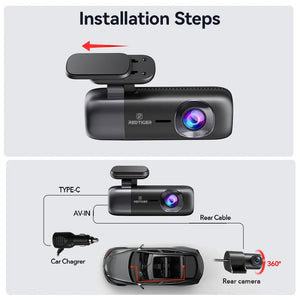 REDTIGER F9 Dash Cam 4K Front Rear WiFi GPS Parking Night Vision App Control - stepyours.com