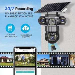 V380PRO 3 Lens WiFi Solar Camera 15MP 360 Outdoor Waterproof CCTV Night Vision - stepyours.com