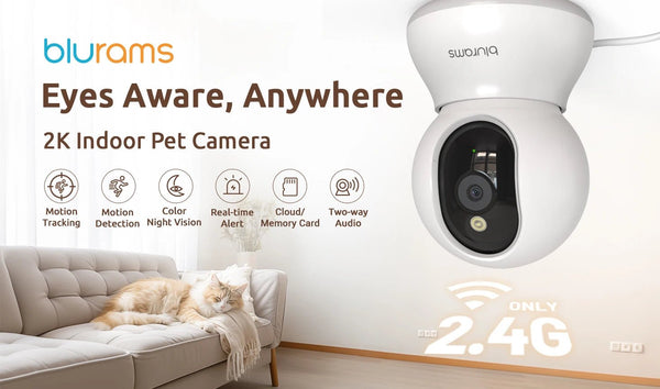 Blurams Pet Camera 2K - 360 Degree Indoor PTZ Security With 2 Way Audio - stepyours.com