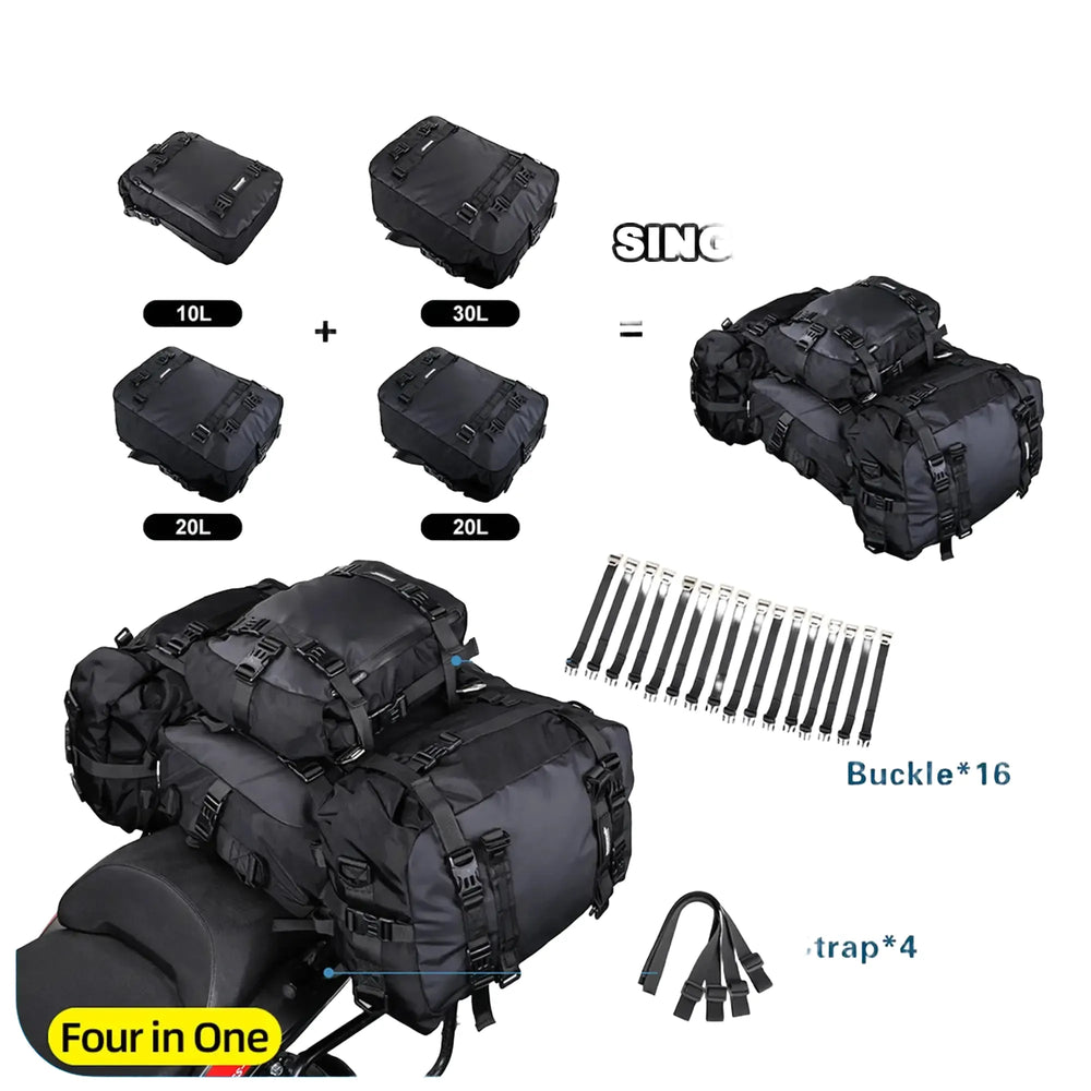 Rhinowalk Motorcycle Rear Seat Bag Internal Waterproof 10L-20L-30L Saddle Bag Modularity Luggage Pack Shoulder Bag Backpack