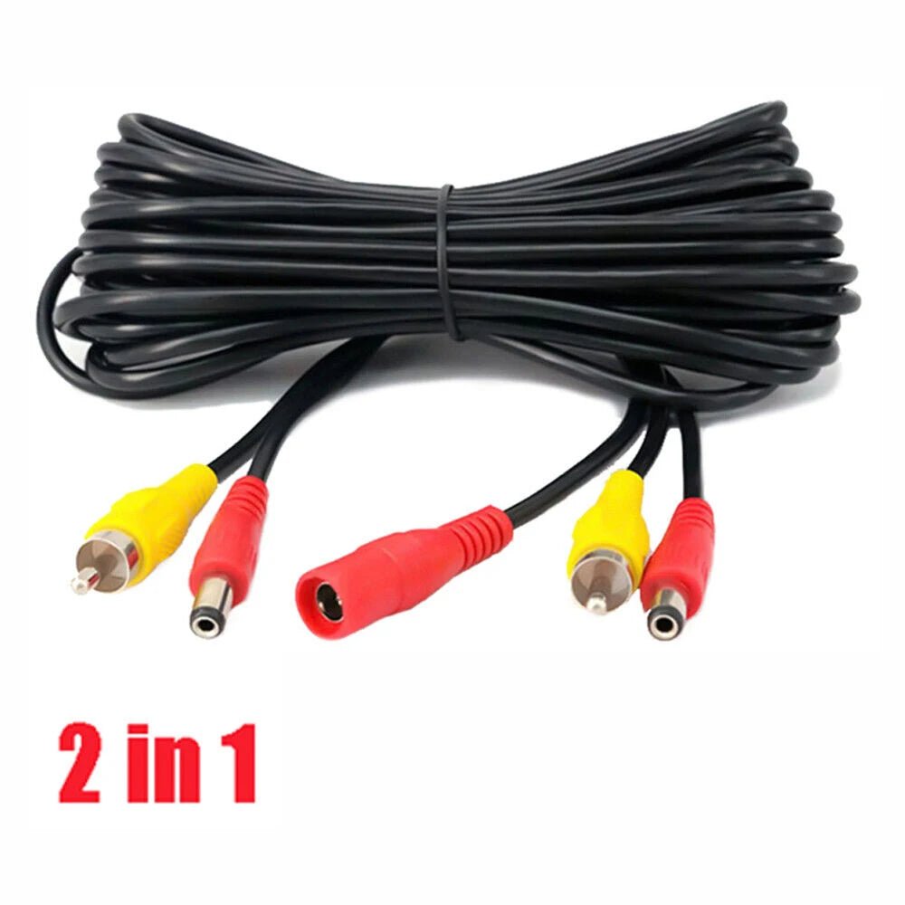 Car Video RCA Extension Cable 6M 10M 15M 2In1 Backup Camera Line - stepyours.com