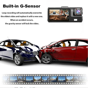 3 Channel WiFi Car DVR 1080P Front Inside Rear 170 Degree Night Vision G Sensor - stepyours.com