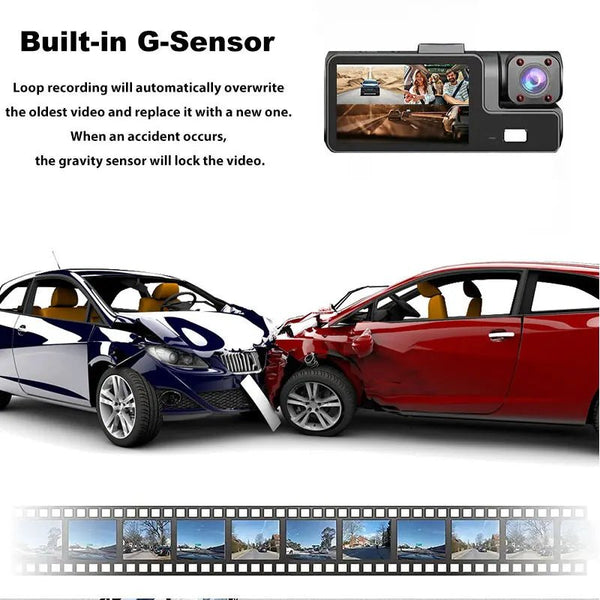 3 Channel WiFi Car DVR 1080P Front Inside Rear 170 Degree Night Vision G Sensor - stepyours.com
