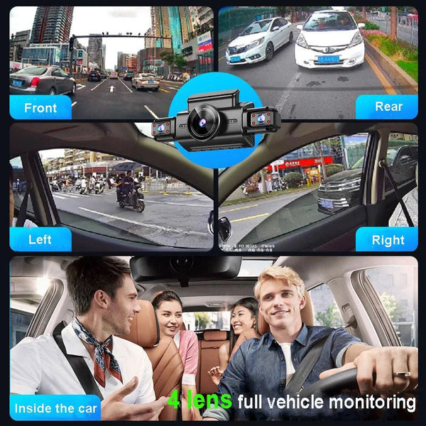 4K Quad Camera Hidden Dash Cam With App Night Vision Motion Detection Parking - stepyours.com