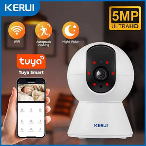 KERUI 5MP Tuya Smart Mini WiFi IP Camera - AI Human Tracking - stepyours.com