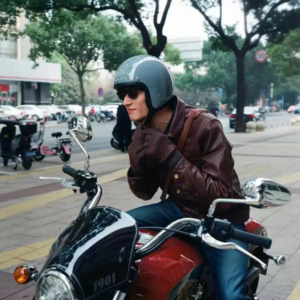 Vintage Open Face Motorcycle Helmet — product view 3