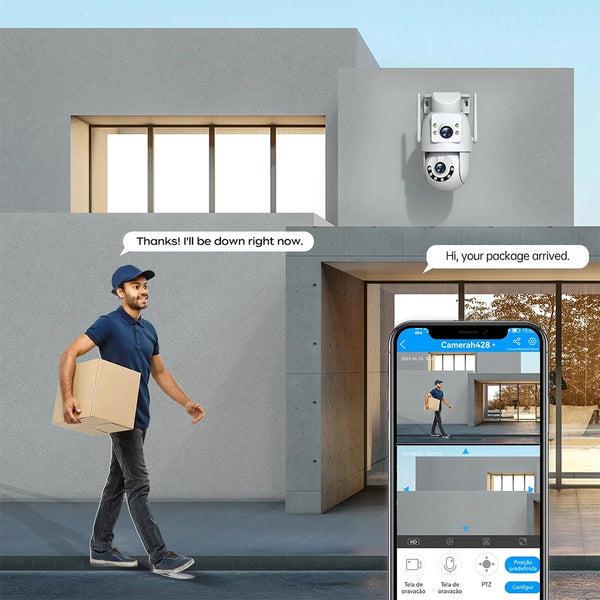 Jooan 4K Outdoor PTZ WiFi Camera AI Tracking Dual Lens 5X Zoom Hooks by stepyours.com