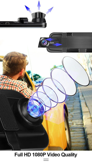 10 Inch Car DVR Touch Screen Dual 1080P Front And Rear Rearview Mirror Camera - stepyours.com