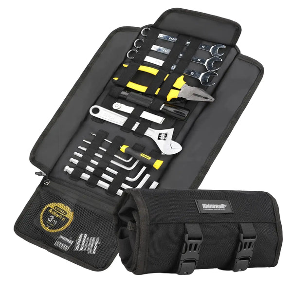 Rhinowalk Motorcycle Tool Roll Bag Portable Motor Saddlebags Side Tool Storage Bag Pouch Outdoor Travel Repair Working Tool