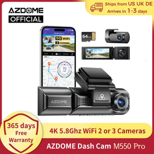 AZDOME M550 Pro 4K Dash Cam WiFi GPS Night Vision Parking Monitor Rear Camera - stepyours.com