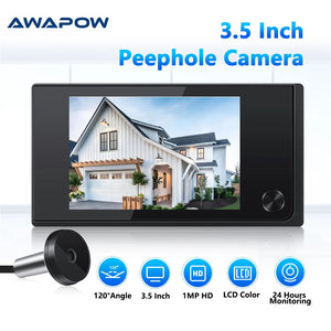 Awapow Wireless Door Peephole Camera 3.5 Inch Digital Door Viewer Doorbell 120° LCD Screen Monitor Home Security No Need WiFi by stepyours.com