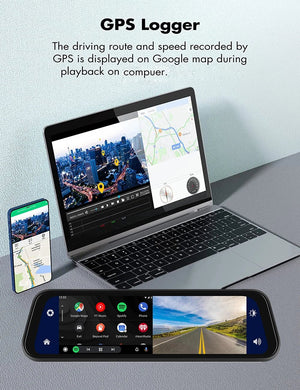 10 Inch 4K Dash Cam With CarPlay Android Auto GPS WiFi Rearview Mirror - stepyours.com